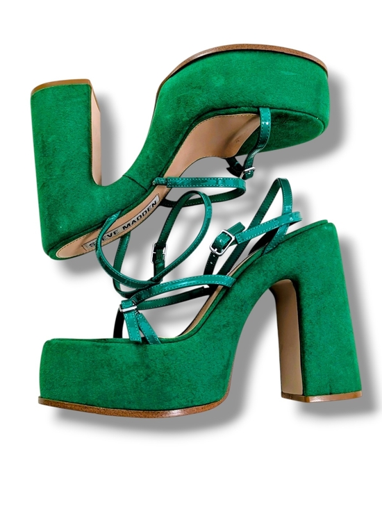 Steve Madden Shoes - Steve Madden Green Suede Platform Sandals, Size 10